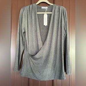NWT Grey Wrap top
